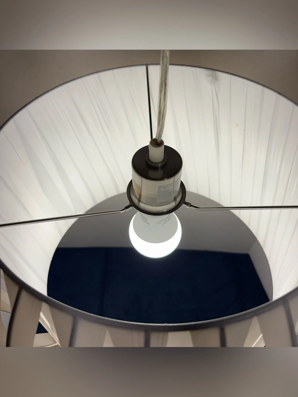 Pleated Onion Bubble Light Shade White Side Fabric 7.5X12 Hanging Plug-In Corded